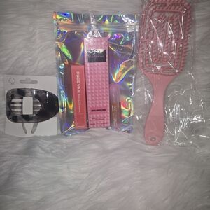 Pink Hair Brush and Beauty Set
